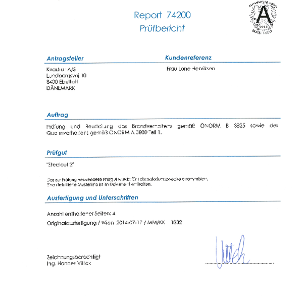 steelcut trudnopalnosc onorm-b1-q1